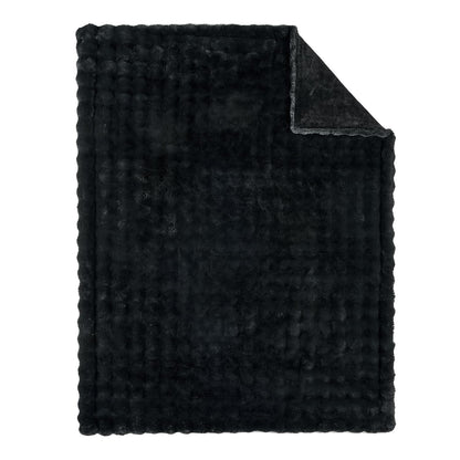 Lotus Karen faux fur throw blanket — Bubble rabbit fluff design in grey