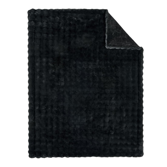 Lotus Karen faux fur throw blanket — Bubble rabbit fluff design in grey