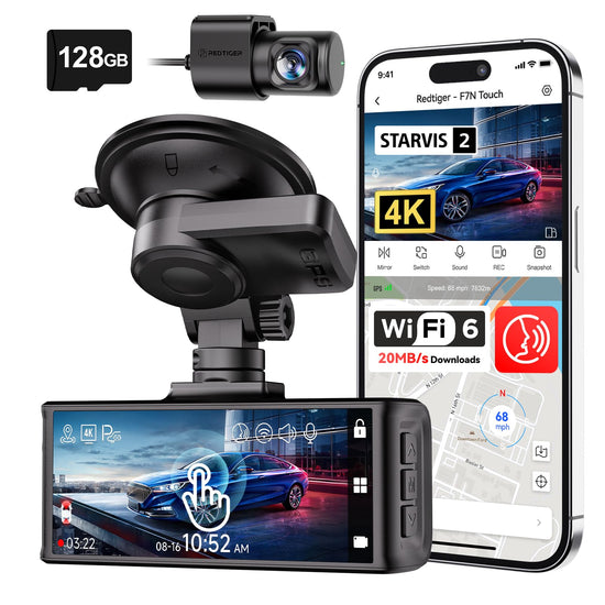 Onboard camera — 4K front and rear with voice control and touch screen