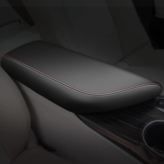 Auto accessory — Armrest covers for 2018-2024 Toyota Camry with red stitching
