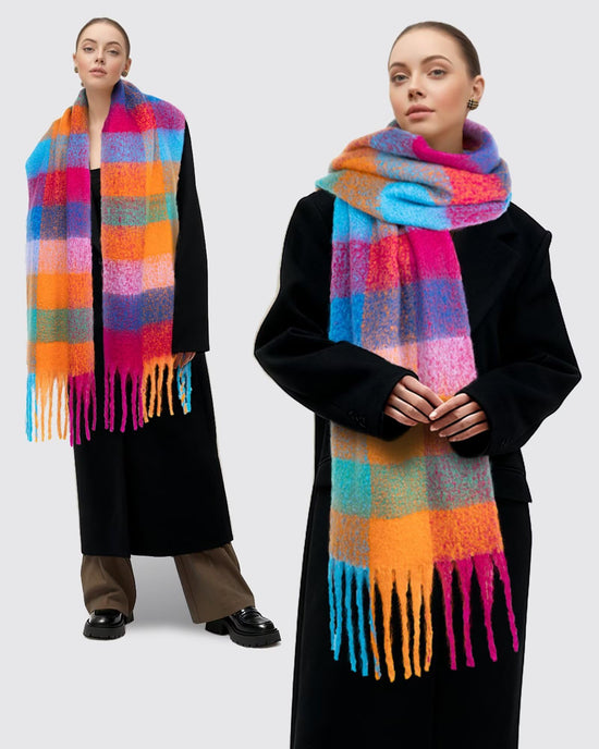 Fullgive winter scarf — colorful chunky blanket style for women