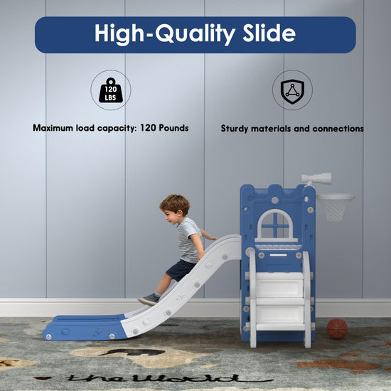 LulliSpace play slide - 6 in 1 with basketball hoop and telescope features