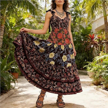 Dress — Floral maxi with tie shoulder and pockets by ABYOVRT