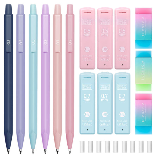 Writing instrument — Cute mechanical pencil set with pastel colors and accessories