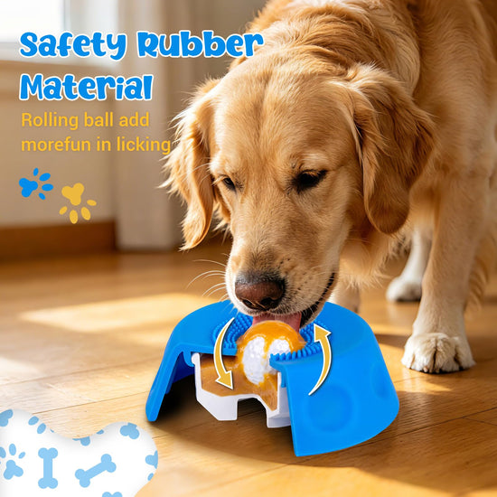 Slow Feeder Dog Bowl with Interactive Roll Ball, Anti-Slip Dog Lick Bowl