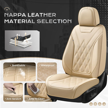 Coverado vehicle seat cover — waterproof leather in beige for most cars