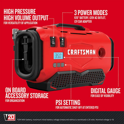 Air compressor — Craftsman V20 inflator, tool only (CMCE520B)