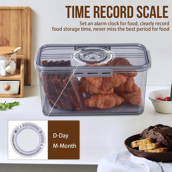 Gifhomfix bread box — Airtight bread storage container with lid and time recording feature