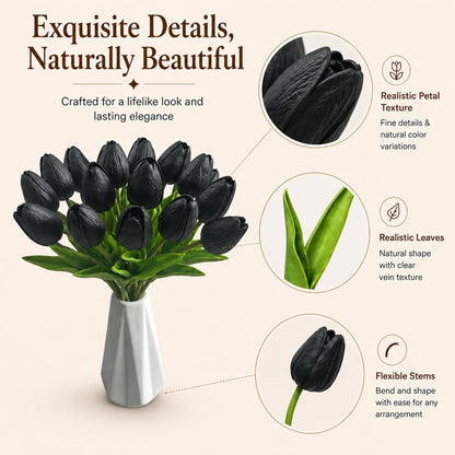 Artificial plant — Mandy's white faux tulips, 20 stems, 13.5 inch