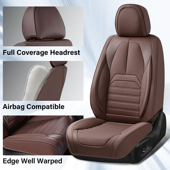 Coverado seat covers - waterproof nappa leather car seat cover for front seats