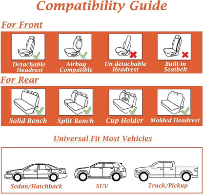 Coverado car seat covers - gray waterproof nappa leather full set for most cars