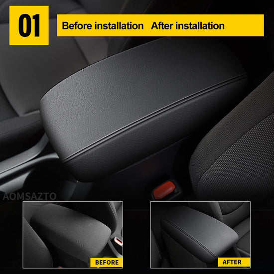 AOMSAZTO armrest covers — black console cushion for Corolla 2014-2019