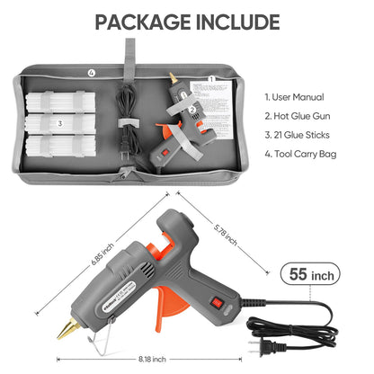 ROMECH hot glue gun with dual power and storage case for crafting and repairs