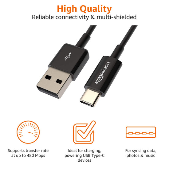 Amazon Basics USB Type-C to USB-A charger cable adapter cord