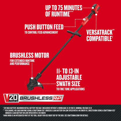 CRAFTSMAN V20 RP string trimmer with lawn edger kit