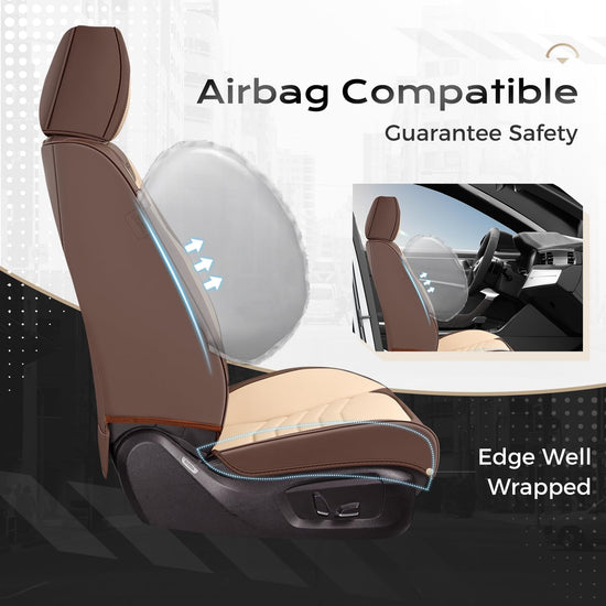 Coverado seat covers — luxury waterproof faux leather for most vehicles in coffee and beige