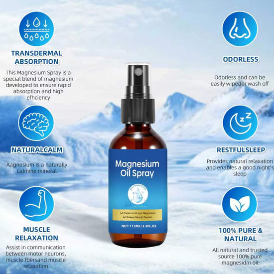Magnesium Spray, Pure Magnesium Oil Spray for Feet, Leak-Proof Portable Package, Magnesium Oil Body Care Natural Formula, Easy to Absorb and Soothe, 3.9 fl oz