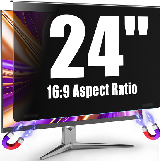 AEGIVIXE Magnetic Monitor Privacy Screen Filter 24 Inch for Computer 16:9 Aspect Ratio, Hanging Anti Blue Light Shield Eyes Protection, Removable Blackout Anti Spy Security Protector