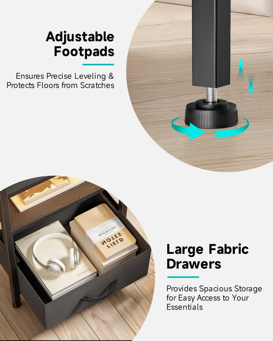 Lazzanto night stand with charging station and LED light strip
