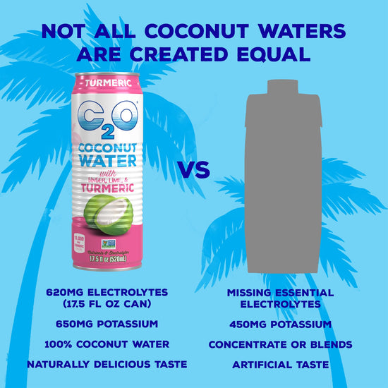 Coconut water — refreshing drink in cans.