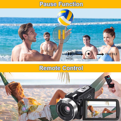 Camcorder — Full HD 1080P with night vision and 16X zoom capabilities.