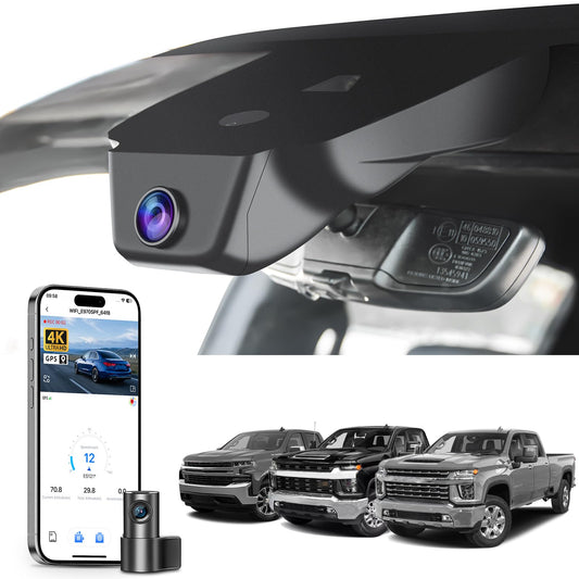 Mangoal Front 4K & Rear 1080P Dash Cam fit for Chevy 4th Gen Silverado 1500 2022-2026, HD 2024-2026 WT LT RST Trail Boss High Country ZR2 (Model C), Integrated OEM Look, GPS, 128GB Card