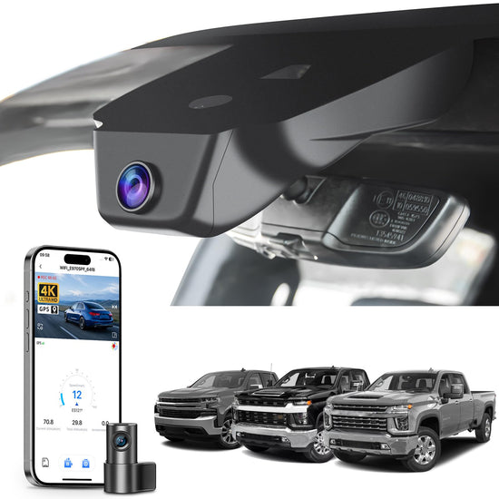 Mangoal Front 4K & Rear 1080P Dash Cam fit for Chevy 4th Gen Silverado 1500 2022-2026, HD 2024-2026 WT LT RST Trail Boss High Country ZR2 (Model C), Integrated OEM Look, GPS, 128GB Card