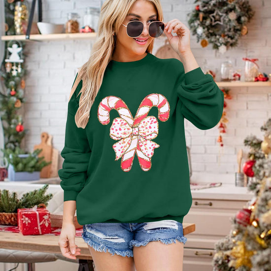 Sweatshirt — Christmas candy canes graphic design for women