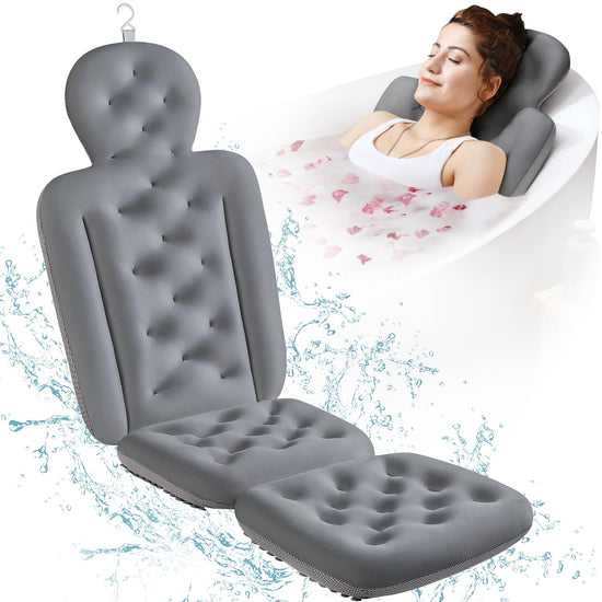 Bath pillow — Thick cushion with laundry bag for headrest support 51 x 16