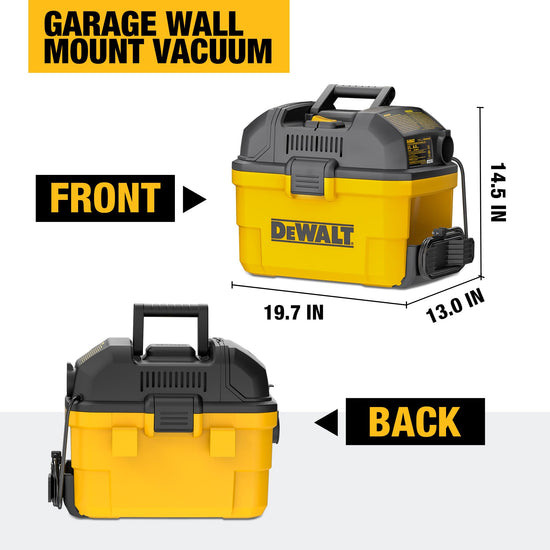 Dewalt vacuum cleaner — Portable 6 gallon wall-mounted wet dry model DXV06G