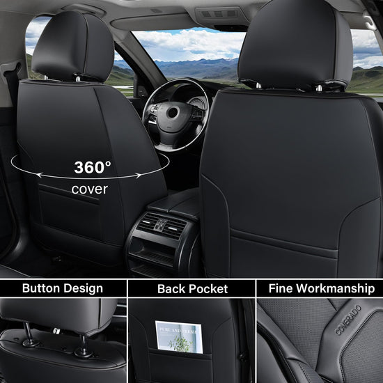 Coverado automotive seat cover — luxury leather with lumbar support and waterproof design