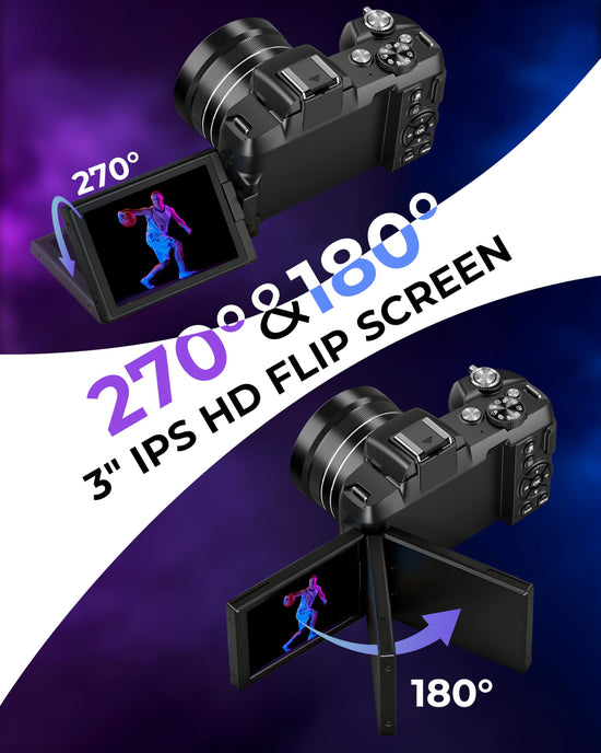 Camera digital — 80MP WiFi vlogging camera with flip screen and 18X zoom
