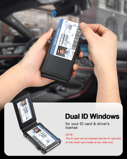 Wallet - RFID wallet with money clip and 2 ID windows for men