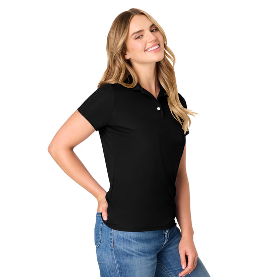 Hanes women's performance polo - moisture-wicking with UPF protection.