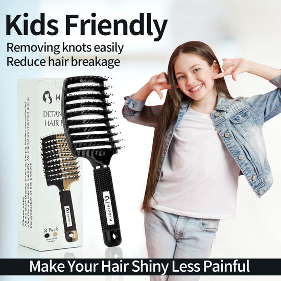 Hair brush — Boar bristle, 2 pack, blue by HIPPIHHair brush — Boar bristle, blue by HIPPIH