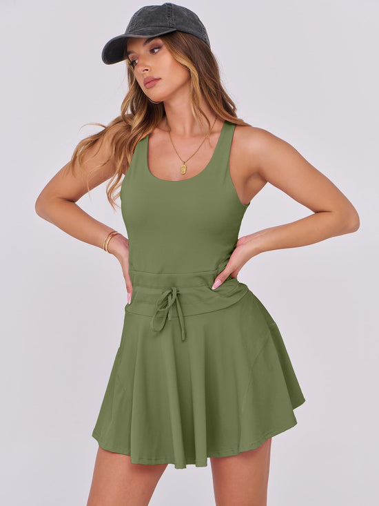 Caracilia dress — tennis mini with built-in shorts and sleeveless design