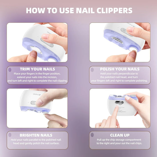 Electric Nail Clipper, Electric Nail Trimmer Suitable for Children, Adults, and Elderly, Automatic Nail Clipper with 2 Adjustable Speeds, Nail Clippers with LED Light and Chip Storage Box