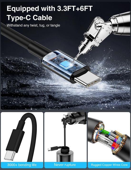 QZVOO 75W USB C Car Charger, 3-Port Super Fast Charging PD 3.0 & QC 3.0 Cigarette Lighter Adapter for iPhone 17/16/15 Pro Max, Samsung Galaxy S26/S25/S24 Ultra, with 4Pack 3FT+6.6FT Type C Cable