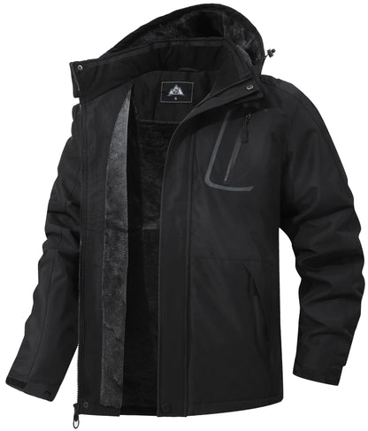 MAOYSSEN men's winter coat — warm fleece waterproof jacket with hood