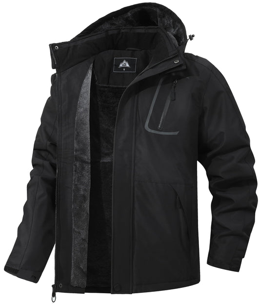 MAOYSSEN men's winter coat — warm fleece waterproof jacket with hood