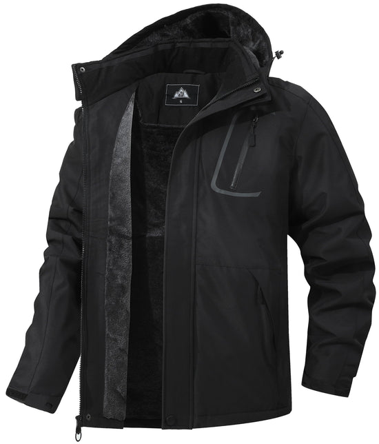MAOYSSEN men's winter coat — warm fleece waterproof jacket with hood