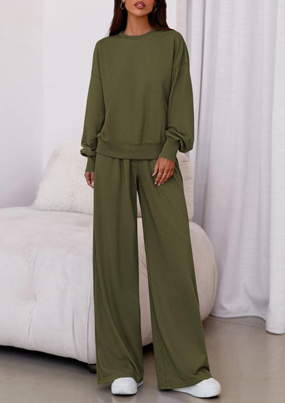 Coordinated outfit — PrettyGarden women's lounge set with long sleeve sweatshirt and wide leg pants