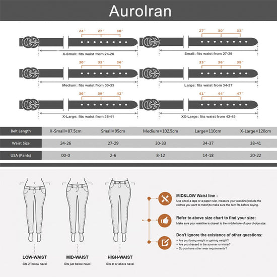 Aurolran women's leather belt — stylish buckle design for versatile wear