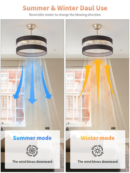 MizWacky gold crystal fandelier ceiling fan with lights and remote control 20 inch