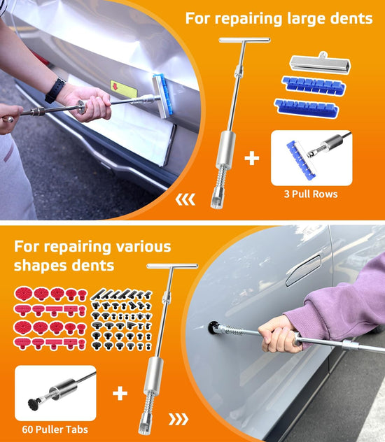 AUTOPDR Paintless Dent Removal Kit for Cars - Dent Puller Kit with Premium Dent Lifter, Strong Adhesion Glue Sticks & Puller Tabs, Removable T-bar Puller, PDR Kit for & Auto Body Dent Repair