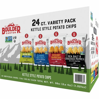 Boulder Canyon kettle style potato chips variety pack - assorted flavors in 1.5oz bags
