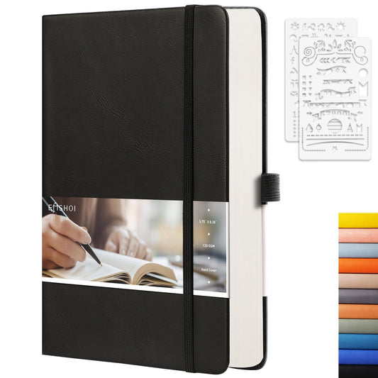 BLANK_BOOK — EMSHOI faux leather hardcover with numbered pages and college ruled grid