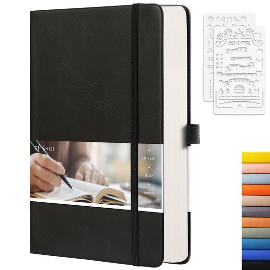 BLANK_BOOK — EMSHOI faux leather hardcover with numbered pages and college ruled grid