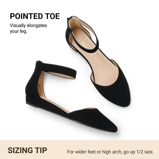 DREAM PAIRS women's low wedge pointed toe ankle strap flats for special occasions