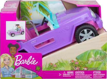 Barbie non riding toy vehicle — purple with pink seats and rolling wheels